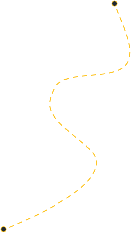Winding yellow dashed line with small circular endpoints on a black background.