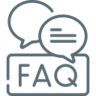 FAQ icon with chat bubbles indicating Frequently Asked Questions