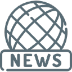 Globe icon with a latitude-longitude grid and a curved banner labeled NEWS.
